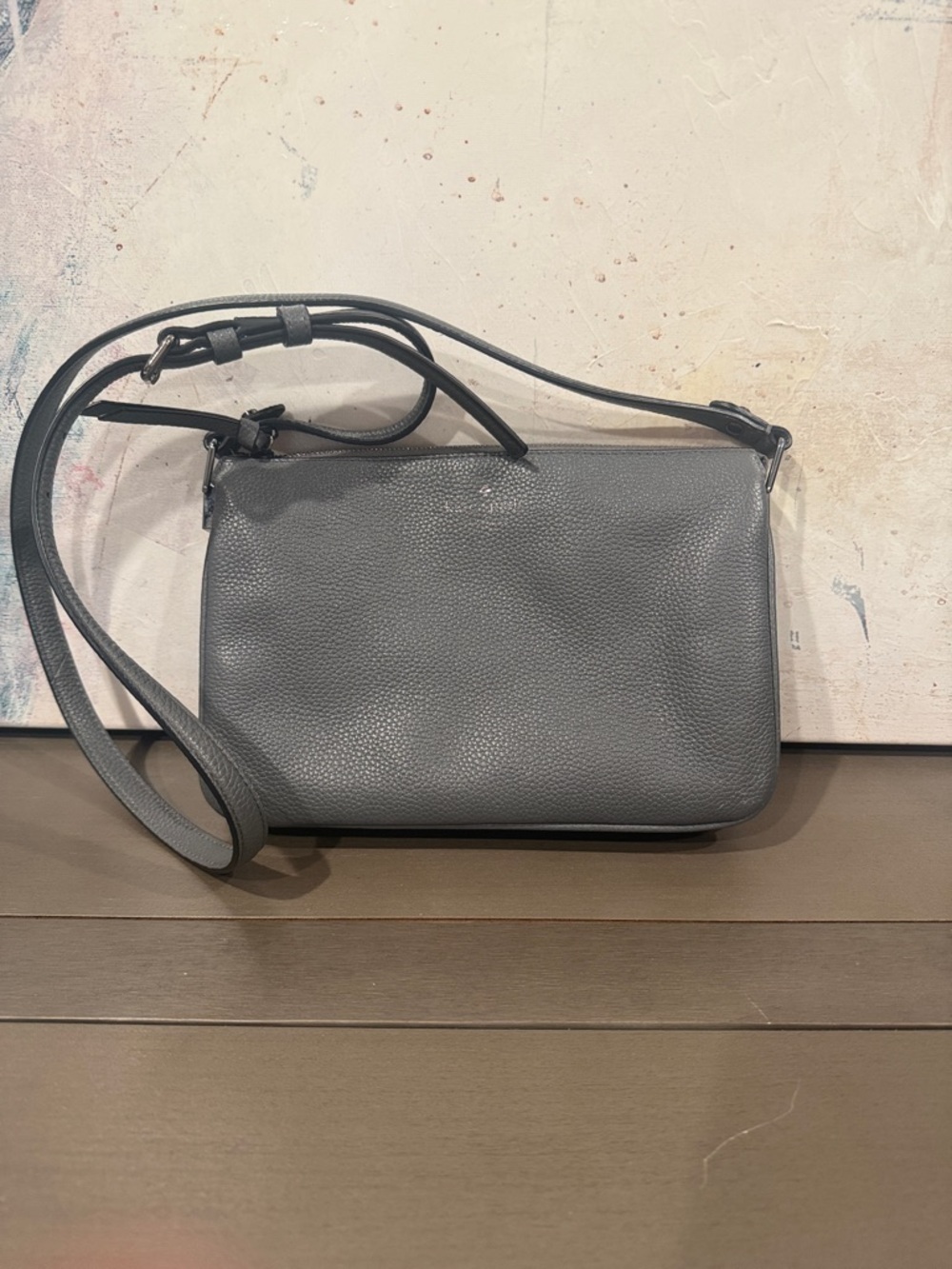 Kate Spade Grey Crossbody Mulberry Street Madelyne Grey Leather Bag EUC - Picture 6 of 9